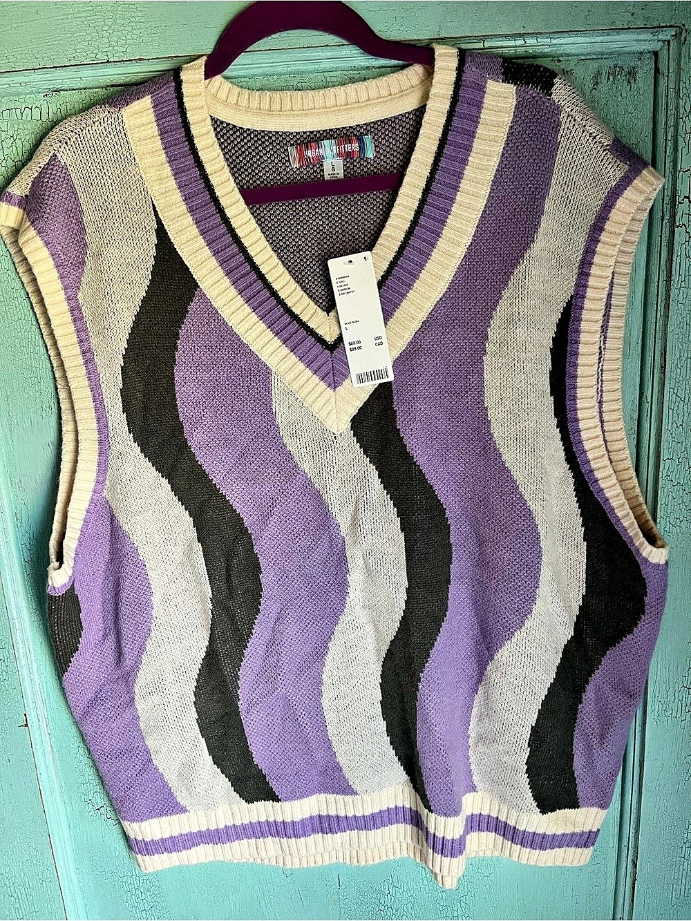 Urban Outfitters Wavy Stripe Knit Sweater Vest - NWT Size L